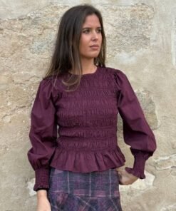 Blusa Burdeos Nido de Abeja