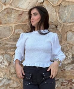 Blusa Blanca Nido de Abeja