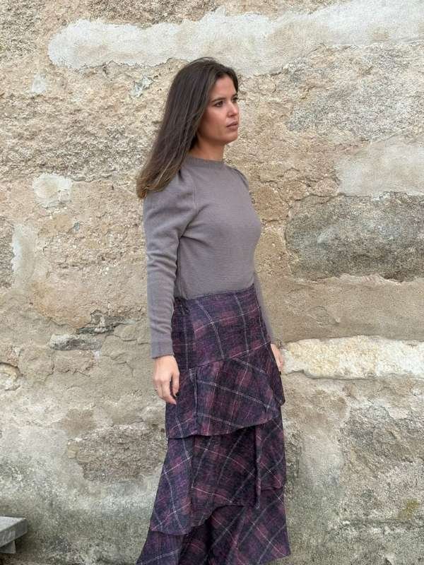 Falda de cuadros antracita y morado