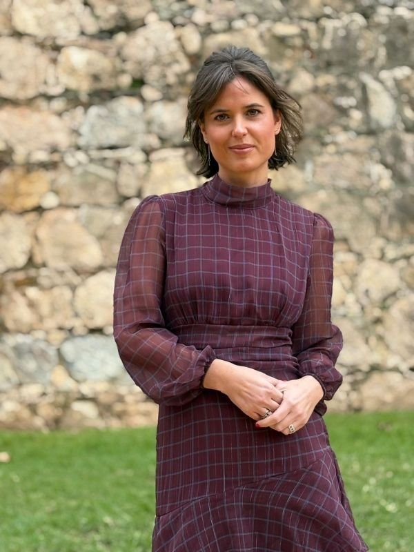 Vestido Burdeos con cuadros - Imagen 3