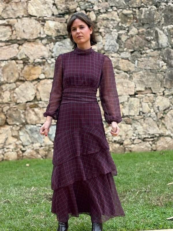 Vestido Burdeos con cuadros