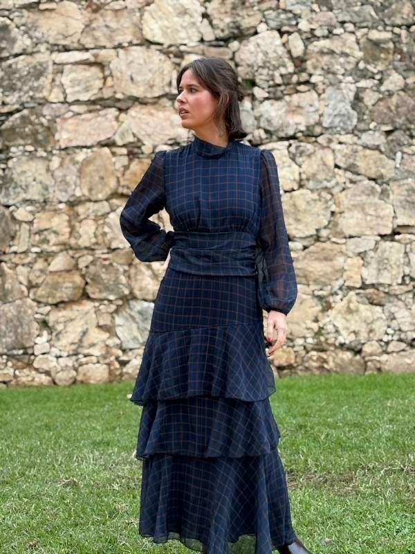Vestido Marino con cuadros - Imagen 2